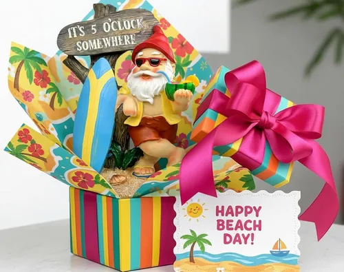 Miniatura 5 de Gnomos divertidos de jardín, gnomos de jardín para exteriores, decoraciones de gnomos para patio (estatua de gnomo de playa para jardín)
