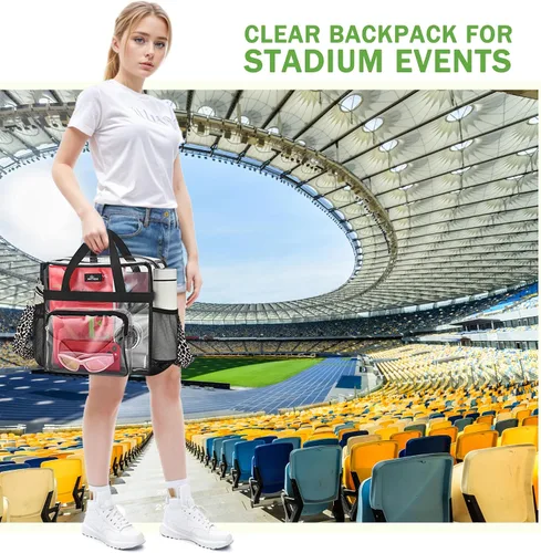 Miniatura 49 de MAY TREE Bolsa transparente para eventos en estadios de 12 x 6 x 12 pulgadas, bolsa de almuerzo transparente con correas reforzadas para trabajo