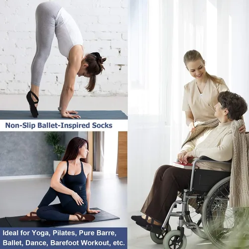 Miniatura 51 de Ozaiic - Calcetines de yoga para mujer con correas y agarres antideslizantes, ideales para pilates, Pure Barre, ballet, danza y entrenamiento