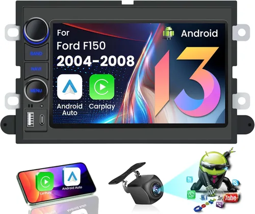 [4Core 64GB ROM] Radio de coche para Ford F150 2004-2008: 7 '' HD pantalla táctil estéreo con Carplay inalámbrico Android GPS Bluetooth 5G WiFi FM