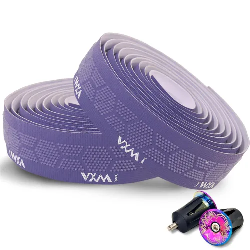 Miniatura 9 de VXM Bike Handlebar Tape,3D Silicone Particles Road Bicycle Bar Tape + Rainbow Steel Plugs,EVA Cycling Handle Grip Wrap-2 Rolls (red)