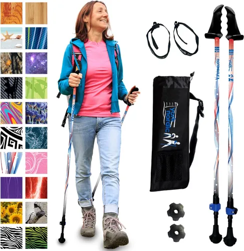 York Nordic Motivator - Bastones de caminata para equilibrio y rehabilitación - Agarres de estabilidad patentados - Ligeros, ajustables y plegables