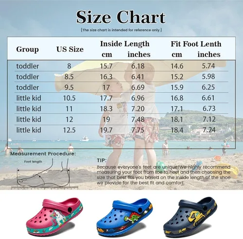 Miniatura 6 de Peyarlie Sandalias de jardín para niños y niñas, zapatos de jardín sin cordones, ligeras, para verano, interiores, exteriores, playa, piscina, agua