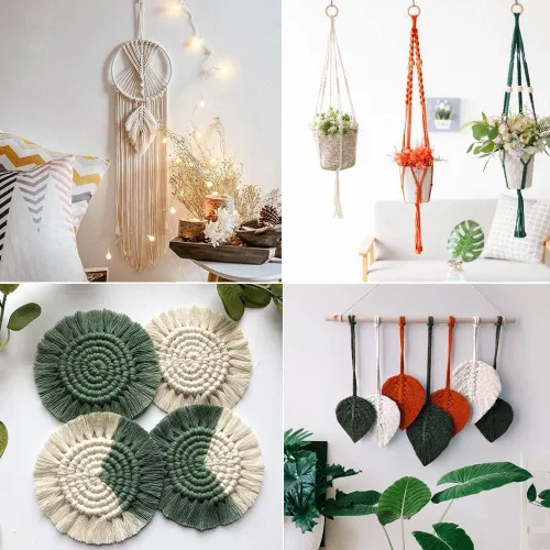 Miniatura 6 de UHAPEER Kits de macramé para adultos principiantes, kit de macramé para colgar plantas DIY y suministros de macramé, con cordón de macramé de Verde