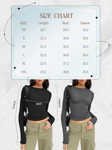 Miniatura 6 de Trendy Queen Camisas de manga larga para mujer, básicas, de primavera, otoño, a la moda, ajustadas, Y2K