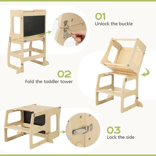 Miniatura 6 de Olakids Pikler - Juego de triángulos 8 en 1, juguetes de escalada para niños pequeños, patio de recreo de madera plegable Montessori Jungle Gym