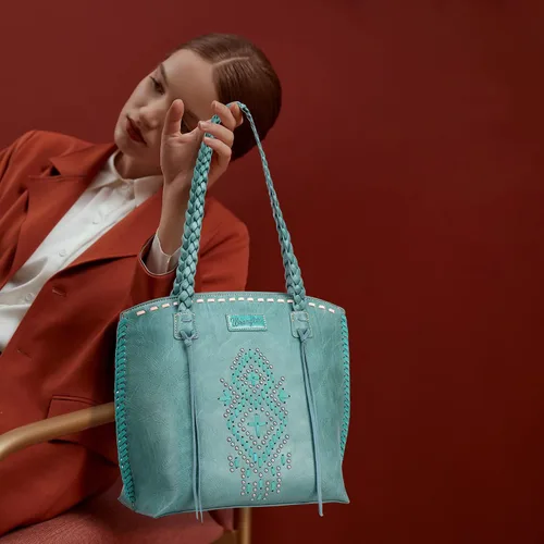 Miniatura 3 de Wrangler Bolso Hobo de gran tamaño tejido a mano con remaches occidentales