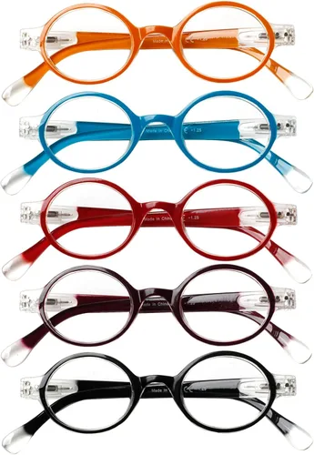 Miniatura 11 de Joschoo - Paquete de 5 gafas de lectura retro redondas, mini y pequeñas, cómodas para mujeres y hombres (5 mix-2, 1.0)