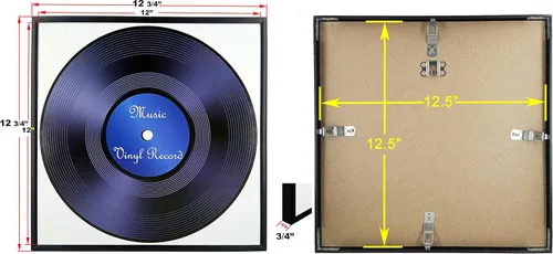 Miniatura 3 de Paquete de 2 marcos de aluminio de metal negro para álbum de música de 12.5 x 12.5 pulgadas, hecho para mostrar portadas de álbumes de vinilo LP, se