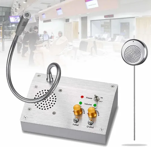 Sistema de intercomunicación de ventana, altavoz de ventana, control de volumen independiente, función de grabación para agencia de viajes, oficina,