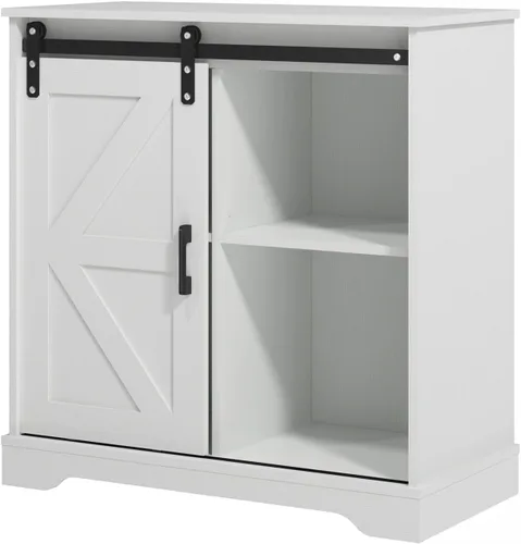 Miniatura 12 de Panana Aparador Buffet con Puerta Corrediza de Granero Gabinete de Almacenamiento Barra de Café Cocina Estilo Granja