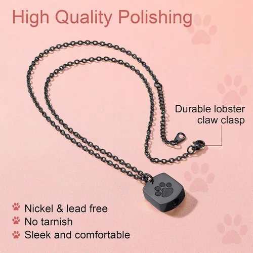 Miniatura 227 de FindChic Collares personalizados con urna para cenizas, barra vertical, gato, luna, reloj de arena, garra de perro, acero inoxidable, chapado en oro
