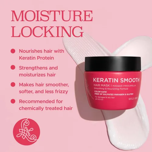 Miniatura 5 de Mascarilla de queratina Luseta para cabello liso, hidratante y nutritiva para cabello seco y dañado, 16.9 onzas