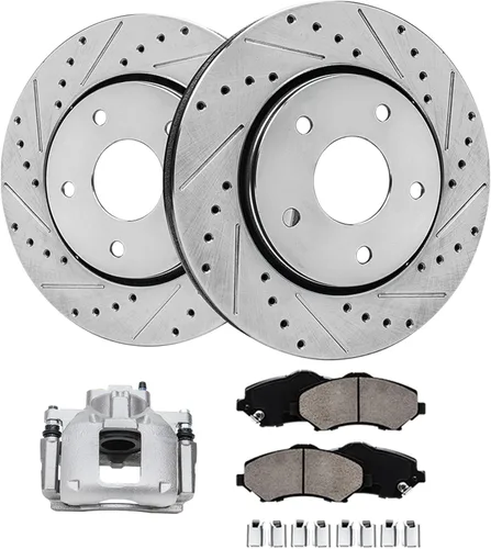 Miniatura 21 de Detroit Axle - 4 rotores de freno para Chevrolet Cruze Volt Orlando Verano, rotores de freno de disco perforados y ranurados de repuesto : rotor