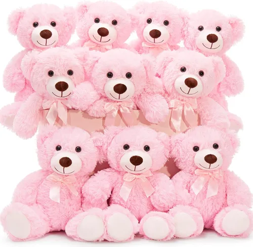 Miniatura 20 de MaoGoLan Paquete de osos de peluche para baby shower, 12 paquetes de pequeños osos de peluche en oferta, osos de peluche pequeños de 13.5" de felpa