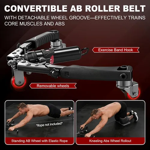 Miniatura 7 de Entrenador de brazo Twister de entrenamiento, equipo de entrenamiento de pecho de potencia hidráulica 3 en 1 con ruedas de rodillo abdominal