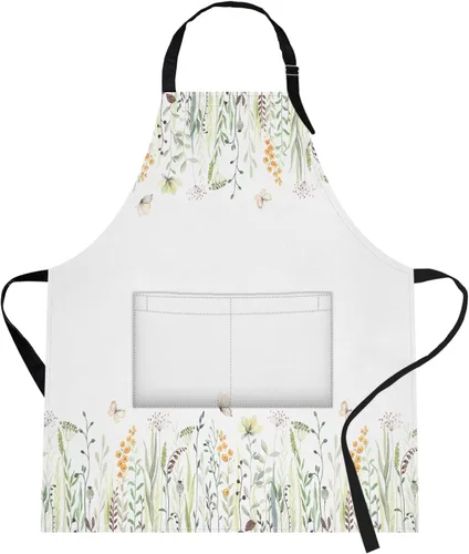 Miniatura 25 de Britimes Delantal de cocina para el hogar, cocina, horneado, jardinería, para mujeres y hombres, con bolsillos, beige, abstracto, textura