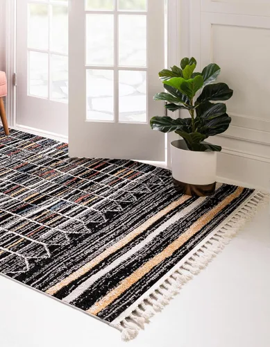 Miniatura 4 de Unique Loom Aramis Collection - Alfombra rectangular de 2 pies x 3 pies 1 pulgadas, color negro