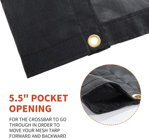 Miniatura 5 de HOMBYS Lona de malla negra de 7x14 pies para camión volquete/remolque con ojales, lona de malla resistente, lona de sombra con abertura para cubrir