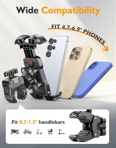 Miniatura 6 de Soporte para teléfono de bicicleta, amortiguador de vibración, sin herramientas, soporte de teléfono para motocicleta, [cojín de silicona] Soporte