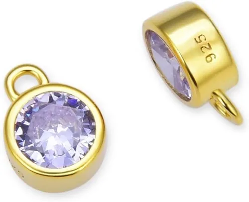 Miniatura 13 de Adabele Auténtico colgante de plata de ley chapada en oro amarillo de 18 quilates con circonia cúbica redonda pequeña de 4 mm y 6 mm, engastada