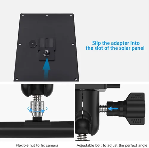 Miniatura 5 de Soporte de canalón para panel solar de anillo, soporte de panel solar OkeMeeo compatible con panel solar Arlo, Eufy, Reolink para una máxima negro