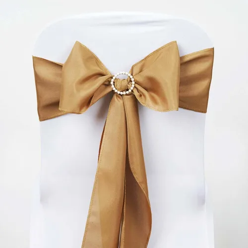 Miniatura 23 de Efavormart 5 piezas de fajas para sillas de poliéster color beige con lazos para decoración de sillas en bodas, eventos, suministros para decoración