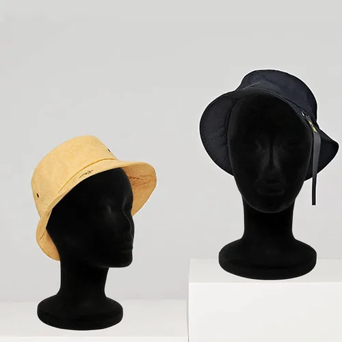 Miniatura 5 de Foraineam Paquete de 2 cabezas de maniquí de espuma negra, cabezas de espuma de maniquí femenino de 12 pulgadas, soporte para peluca, sombreros