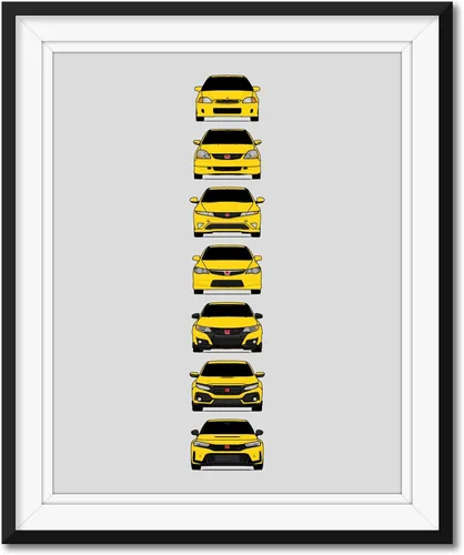 Miniatura 13 de Custom Car Posters Póster hecho a mano compatible con Honda Civic Type-R Generations e impresión de Civic Type R