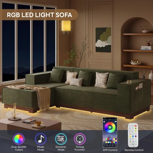 Miniatura 5 de LIKIMIO Sofá en forma de L de 110 pulgadas Iluminación LED