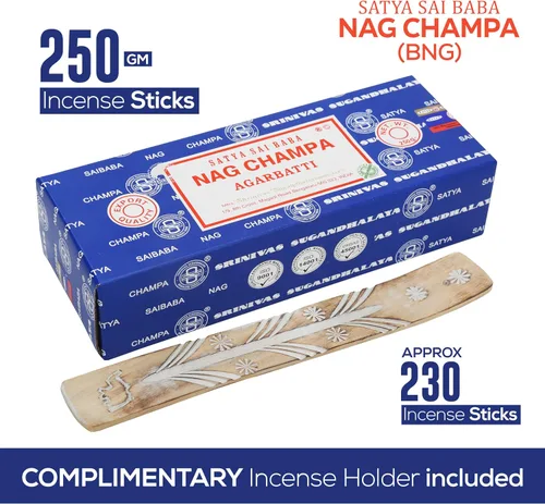 Miniatura 2 de Satya Nag Champa - Varillas de incienso Bangalore, paquete de 250 gm, natural, enrollado a mano, no tóxico, juego de insense Nagchampa BNG