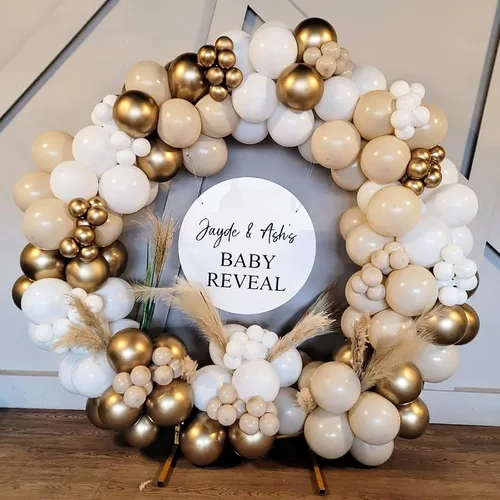 Miniatura 7 de Globos Beige Blanco Dorado, 60 Piezas Globos de Confeti Metálico Dorado Arena Beige Blanco para Niñas, Globos Dorados Nude de Doble Relleno Crema