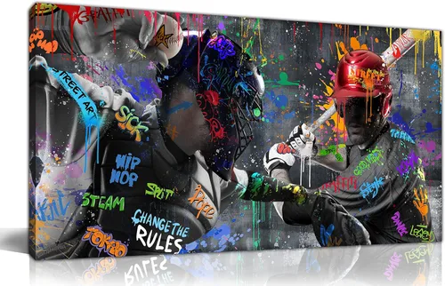 Miniatura 15 de JKWALL77 Lienzo de graffiti para dormitorio, arte de pared gaming para chicos adolescentes, pintura abstracta, arte pop, decoración moderna de pared