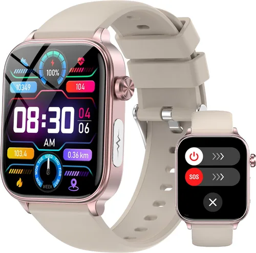 Reloj inteligente para mujeres y hombres (respuesta/dial) reloj inteligente IPS de 1.96 pulgadas, frecuencia cardíaca 24/7, oxígeno en sangre,