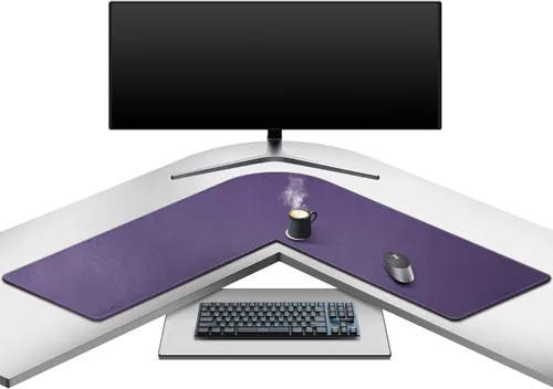 Miniatura 17 de Mydours Almohadilla de escritorio en forma de L, (38"+38") x 13" gran almohadilla de escritorio de cuero PU en esquina, almohadilla de mouse