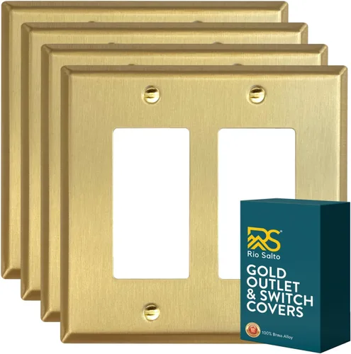 Miniatura 26 de Rio Salto Colección Signature BRAS Signature Colección de tamaño mediano de metal dorado con interruptores de palanca doble para luz de pared