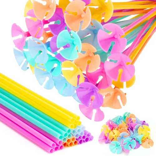 Miniatura 13 de PP OPOUNT 320 piezas de varillas para globos, varillas de globos de plástico de 12.6 pulgadas, soportes para globos para aniversario, boda, Blanco