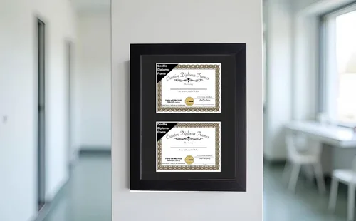 Miniatura 6 de Creative Picture Frames Marco de diploma doble clásico negro de 6 x 8 pulgadas con vidrio negro y colgador de pared instalado