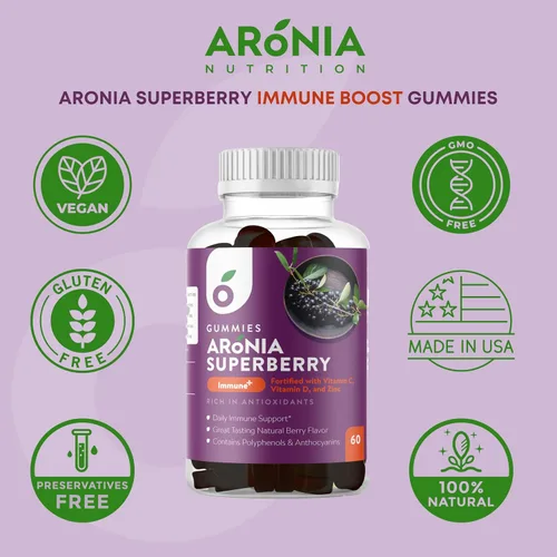 Miniatura 4 de Aronia SuperBerry - Gomitas de apoyo inmunológico diario, ricas en antioxidantes, mejor que la baya del saúco, gran sabor a bayas naturales, 60
