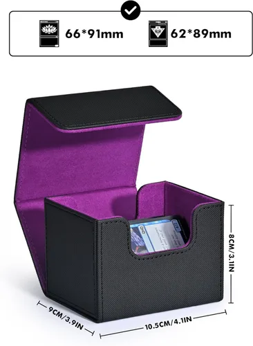 Miniatura 5 de Caja de almacenamiento para cartas ZLCA para cartas de intercambio, caja de cubierta MTG Commander para cartas con manga individual, caja de Negro
