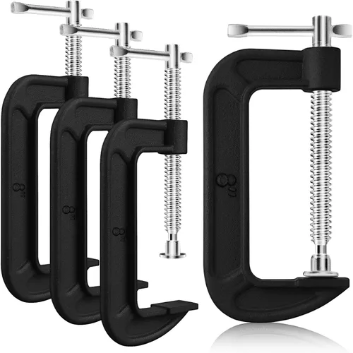 Miniatura 12 de Juego de 4 abrazaderas C de 3 pulgadas, abrazaderas en G resistentes para automóviles y madera con apertura de mandíbula deslizante para carpintería