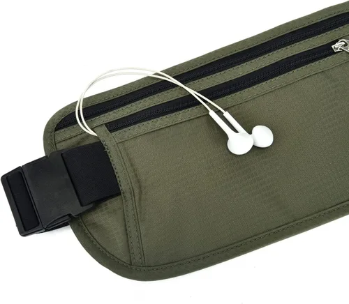Miniatura 120 de DAITET Cinturón de dinero, soporte para pasaporte, cartera de viaje oculta segura con bloqueo RFID, riñonera encubierta (negro), Negro, Rfid