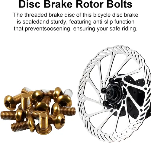 Miniatura 7 de chooee Pernos de rotor de freno de disco, tornillos de rotor de bicicleta M5x10mm para bicicleta de montaña MTB, oro de acero T25.