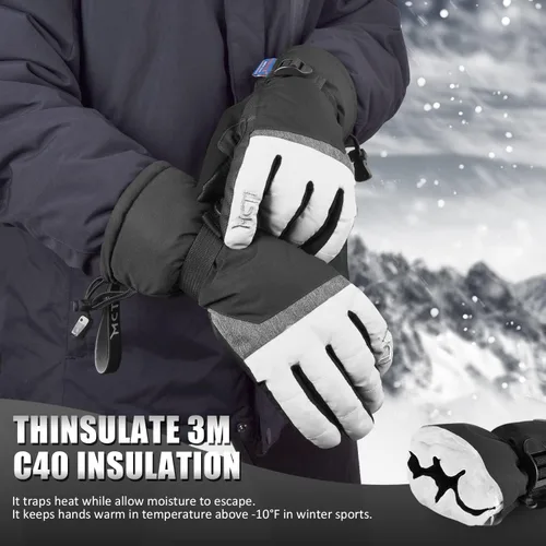 Miniatura 19 de MCTi Guantes de esquí, impermeables, para snowboard y nieve, 3M, Thinsulate, para clima frío, para mujer, para invierno, con pantalla táctil