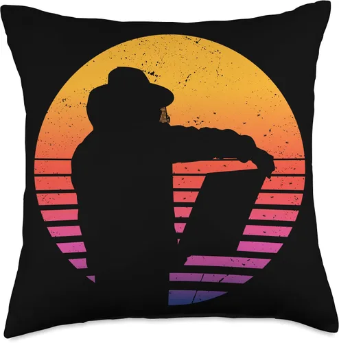 Beekeepers Naturals Bee Pollen Honey Making Bee Lover Accessories Sunset Beekeeper Throw Pillow, 18x18, Multicolor