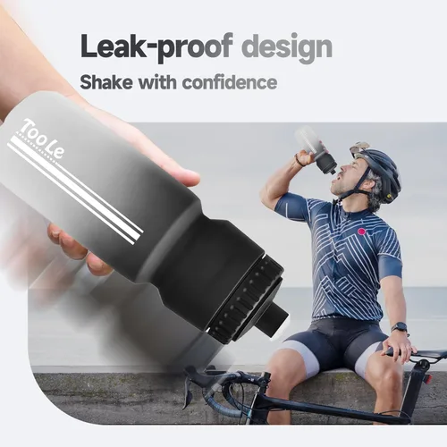 Miniatura 2 de Botella de agua para bicicleta, botella de agua exprimible para ciclismo, a prueba de fugas, sin BPA, con escala de capacidad con tapa superior
