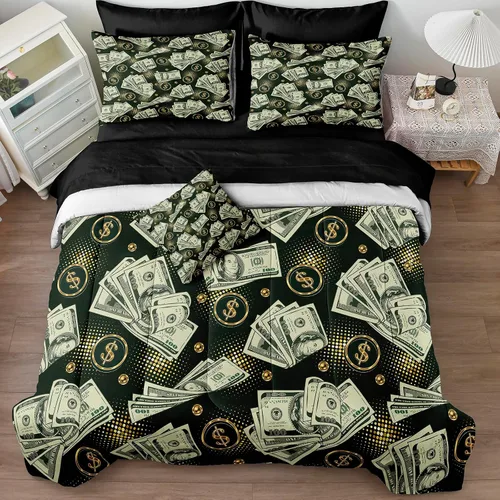 Miniatura 15 de Bedding_Dreamer Black and Gold Queen Bed in a Bag Sun and Moon Bedding Set Mysterious Space Home Decor Galaxy Down Comforter Black Sheet Sets 8 Pcs
