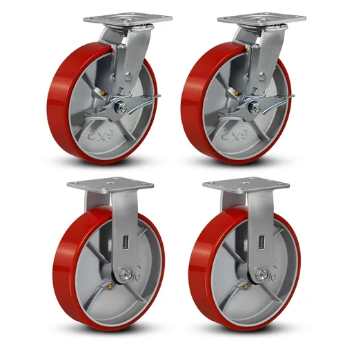 Miniatura 87 de Ruedas industriales de 4 x 2 pulgadas, ruedas resistentes, ruedas de poliuretano, capacidad de hasta 3200 libras. Uso para camión de plataforma