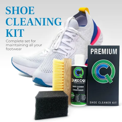 Miniatura 2 de QuickCare - Limpiador de zapatos prémium con acondicionador, cepillo y esponja, kit de limpieza definitivo para zapatos deportivos, cuero, gamuza