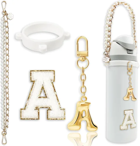 Miniatura 56 de Letter Handle Strap Accessories with Cute Initial Charm Compatible with Owala Water Bottle 24oz 32oz 40oz Owala Kids Púrpura